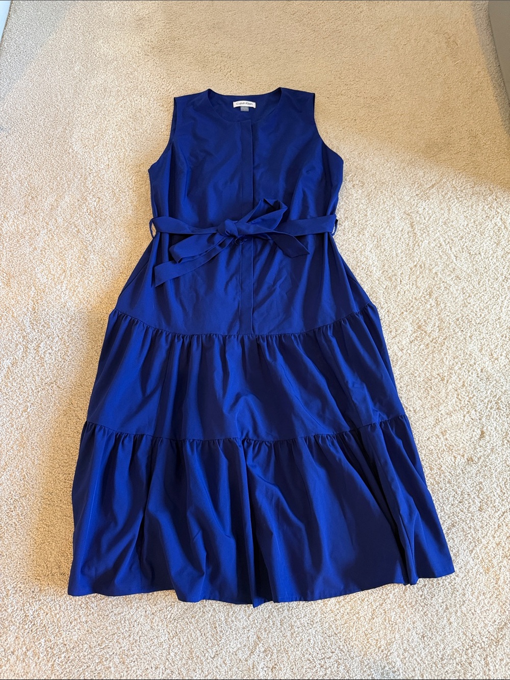 Calvin Klein Sleeveless Tiered Dress - Cobalt Blue